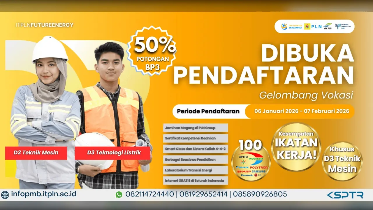 Itpln Buka Pendaftaran Gelombang I 2026 Ada Peluang Ikatan Kerja Di Pln