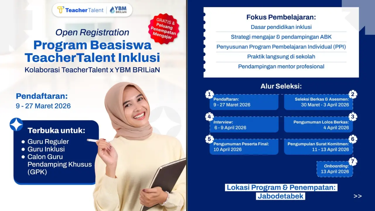 Beasiswa Teachertalent Inklusi Buka Pendaftaran Guru Honorer Bisa Dapat Pelatihan Gratis Dan Uang Saku